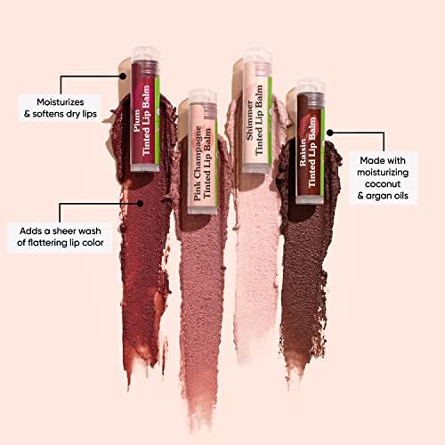 Sky Organics Tinted Lip Balms for Lips to Moisturize, Soften & Add A Wash of Color, Four Assorted Shades, 4pk.