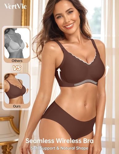 Image of Vertvie Seamless Nursing Bras for Breastfeeding Jelly Support | No Underwire, Maternity Sleep Bralettes, Pregnancy Wireless Bra for Women, Full Coverage, V-Neck, Comfortable, Breathable