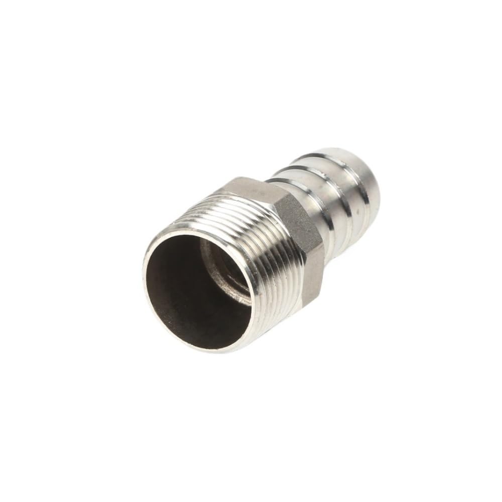 Stainless Steel Male Barb, 304 Stainless Steel BSP Male Thread Barbed Pagoda Hose Adapter Connector, Multiple Sizes(8MM*3/8INCH)