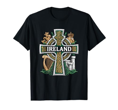 Ireland St Patrick Day Celtic Cross Green Celebration Irish T-Shirt