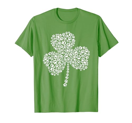 Chien Paw Shamrock St Patricks Day Cat Saint Pattys Gift T-Shirt