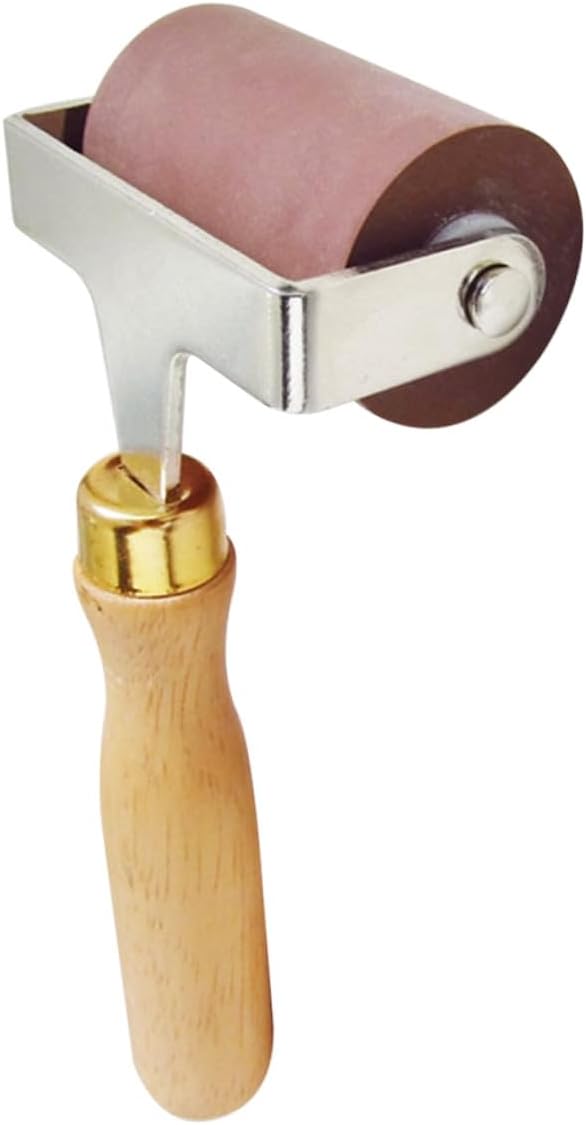 Handheld Rubber Ink Roller for Crafting with Wooden Handle