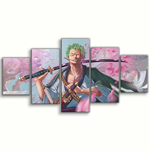Generisch 5 Stück Anime Zoro Leinwand Poster Wandkunst-Dekor Druck Wano...