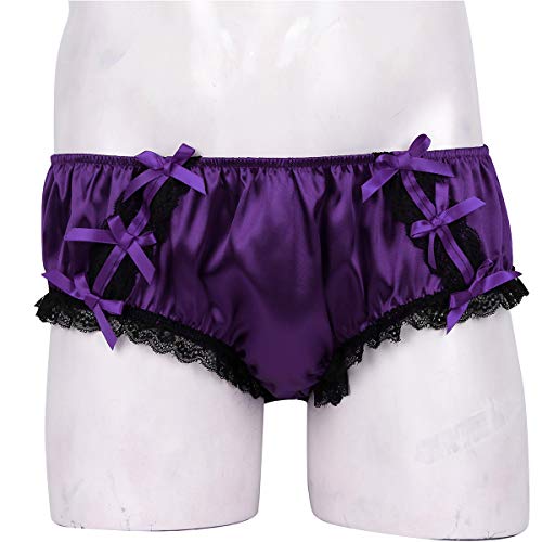 TTAO Mens Sissy Silk Floral Lace Ruffled Satin Briefs Exotic Lingerie Knickers Underwear3