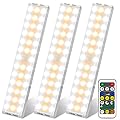 BLS LED Closet Lights, 38 LED Wireless Under Cabinet Lighting Battery Operated Lights with Remote, 1500mah Battery Powered Lights, USB Rechargeable Motion Sensor Light Indoor, Dimmable 3 Colors 3 Pack