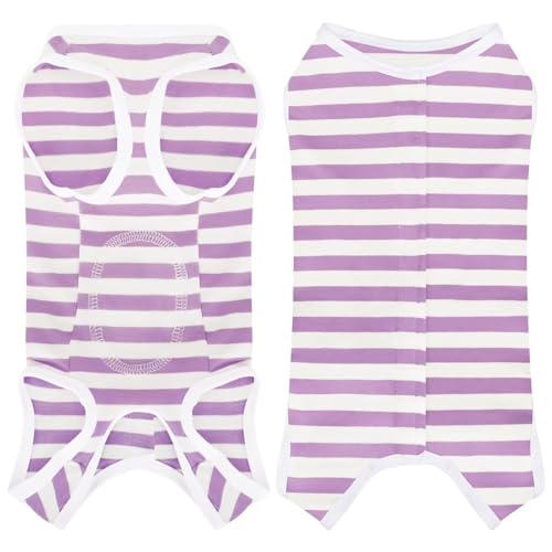 Image of Comprehensive Post Surgery Dog Recovery Suit Ensuring Ultimate Comfort Unrestricted Mobility: Premium Cotton Protective Wound Care Shirt for Puppies, Cats, and Small Pets Purple M