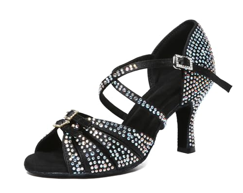 Chaussures danse latine femme mariage strass noir L603 42.5
