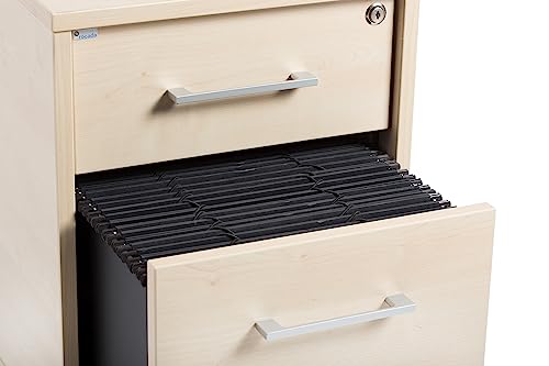 Rocada | Cajonera Oficina con Ruedas | 40x59,5x58 cm | Cajonera Madera con Cerradura | Mueble Auxiliar para Oficina con 2 cajones | Color Roble - imagen 3