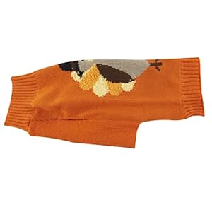 Lanyarco thanksgiving fall dog clothes outfit costume turkey dog sweater for dogs medium m size 14 back length orange  urban country home decor