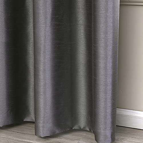 Image of GYROHOME Faux Silk Blackout Curtains, Fully Lined Solid Color Window Treatment Drapes for Bedroom and Living Room Thermal Insulated Grommet Top Room Darkening Drapes, (Gray, 52x96, 2 Panels)