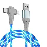 3 in 1 LED Light Up Charging Cable,2m Multi USB Charger Cord Flowing LED Fast Charging Cable with Type C Micro USB Compatible with iPhone Samsung Huawei Android Devices Blue