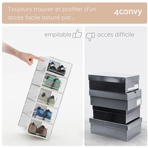 Boîtes à chaussures transparentes empilables pliantes 4CONVY - 7