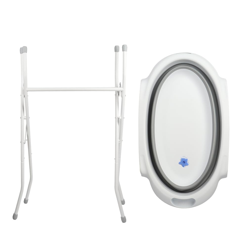 Vasca da bagno per neonati con Supporto - Pieghevole Vasca da Bagno Bambini Fino a 2 anni - Permette una Corretta Postura Della Schiena - Bagno Piacevole Senza Problemi-66 * 61 * 82 cm-grigio