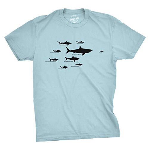 Crazy Dog Tshirts - Mens Shark Hierarchy Chart T Shirt Funny Science Ocean Tee for Guys (Blue) - S - Homme