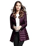 Baymate Donna Elegant Piumino Medio-Lungo Giacca Giù con Cappuccio Leggeri Packable Cappotto Cerniera Viola S