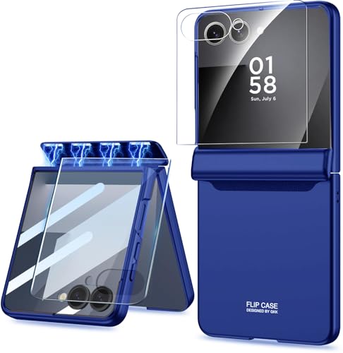 Image of Kapa Ultra Thin Back Cover for Galaxy Z Flip7 / Z Flip 7 | with [Magnetic Hinge Protection] and Inbuilt Glass Window Protection (Blue)