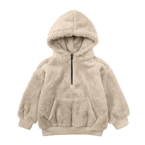 Girls Fuzzy Fleece Pullover Hoodies Unisex Kids Half Zip Sweatshirt Casual Loose Winter Warn Outwear Coat with Pockets2