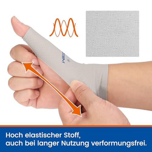 Willcom Elastische Daumen Handgelenkschiene Kompressionshülse für Damen & Herren - 2 Stücke Weiches Gewebe Daumen Handschuh Auskleidung für Leichte Arthritis Schmerzlinderung Protektor(S)