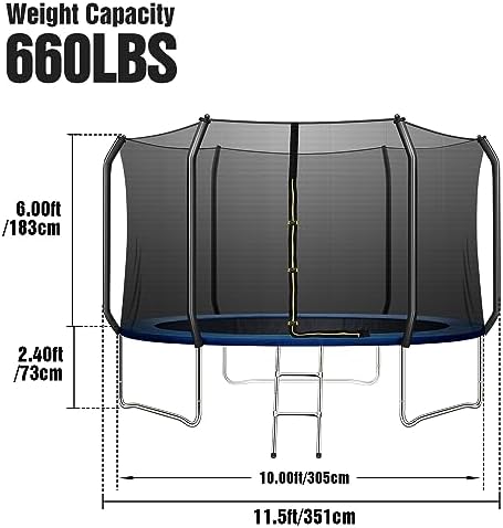 10 14 16 FT Trampoline, Outdoor Recreational Trampoline for Kids and Adults, 660-1100LBS Weight Capacity, Safety Enclosure Net, Waterproof Jumping Mat, Galvanized Steel Ladder 2 41HC OgreL. AC