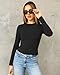 Abardsion Women's Long Sleeve Shirts Spring 2026 Casual Basic Going Out Crop Tops Slim Fit Tight Y2K Clothes(Black, S)