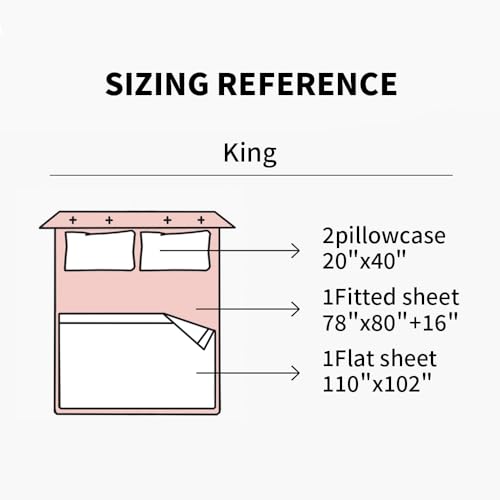 EVERLY Linen Sheets Set King Size,100% French Stonewash Pure Linen Sheets Set,4Pieces (1Flat Sheet,1Fitted Sheet,2Pillowcase) Suitable for Hot Sleepers,Deep Pocket Natural Bedding Set-Saga Green-King