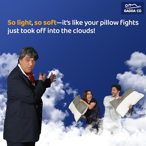 Image of GADDA CO Hollow Fiber Sleeping Pillow Set of 8 | Cloud-Like Sleep Comfort | Soft & Fluffy Bed Pillows | Adjustable Height | White & Grey | Standard Size (27 x 16 Inches) | 6 Months Warranty