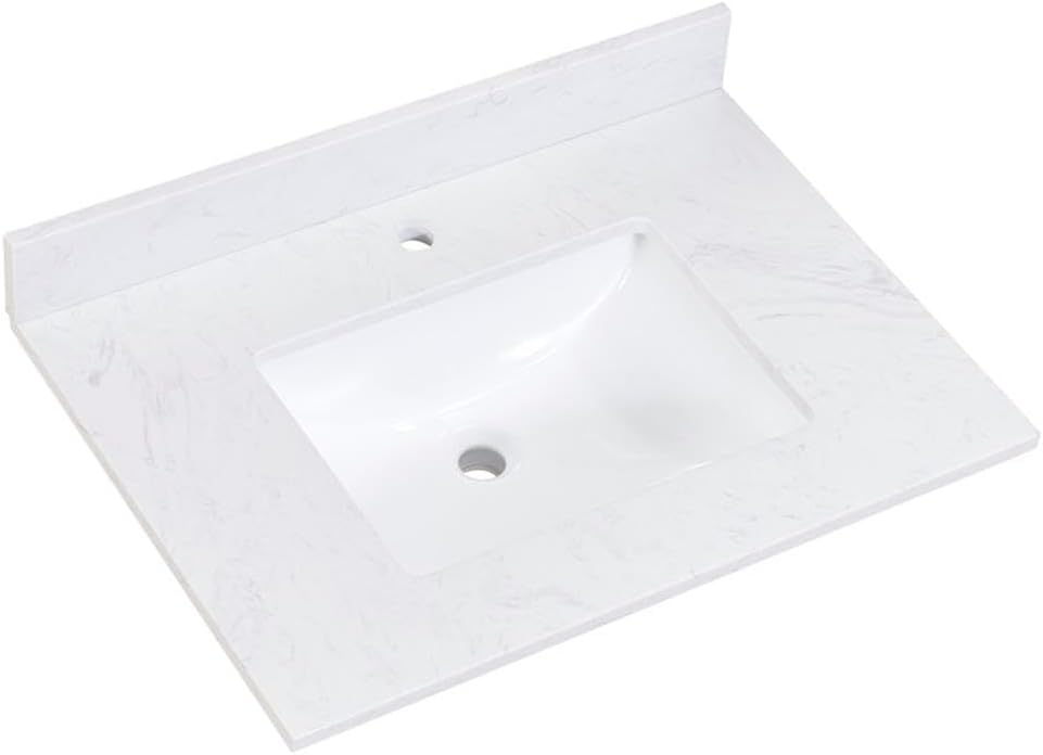 73 in. Composite Stone Double Basin Vanity Top in White with White Basins