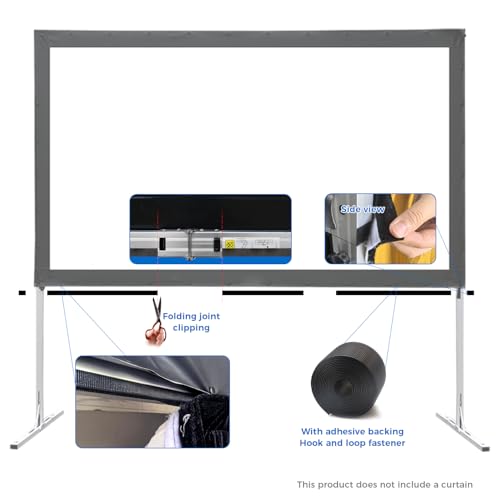 SCREENPRO Black Fast Fold Projection Screen Skirt – Covers Screen Legs, Wrinkle-Free, Fits 100\"-144\" Screens, Quick Install, Ideal for Conferences, Weddings & Large Events