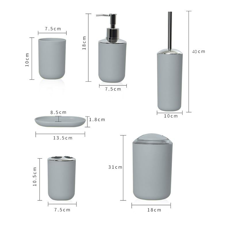 Kit de almacenamiento de baño de seis piezas con jabonera y vaso 3