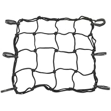 12" x 12" Universal Motorcycle Helmet Elastic Net Baggage with 6 Plastic Hooks for Motorbike Luggage Net Bicycle Basket Storage Organizer Bag Black, 12" x 12"