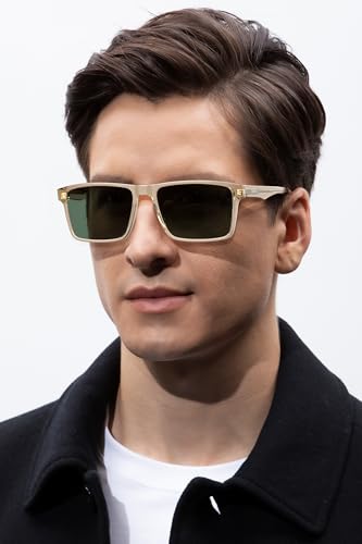 Image of CARFIA Retro Acetate Mens Sunglasses Polarized Classic Square Sun Glasses CA62162