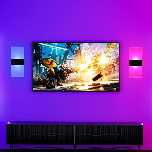 Ankboy Rgb Led Wall Light Usb Battery Powered, Acrylic Wall Lamp Dimmable Wall Sconce With Remote Control, Indoor Atmosphere Lighting Night Lights For Kids Room Bedroom Aisle Corridor, Black, 2 Pcs #TOP5