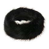 レディース ロシアン フェイク フェイクファー ハット ヘッドバンド 冬用 プラッシュ イヤーマフ ウォーマー ブラック 黒