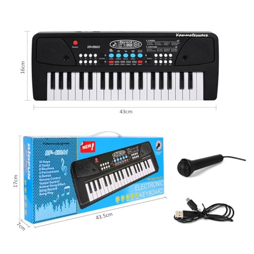Image of Kammateswara 37 Keys Kids Piano Keyboard with Mic | 37 Keys, 8 Rhythms, 8 Tones & 6 Demo Songs | Musical Piano Toy for Boys & Girls | Educational & Recording Keyboard for Beginners | Plug and Play