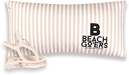 Beach Go’ers Beach Chair Pillow Headrest - Waterproof Beach Pillow and Color Matching Beach Towel Clips for Beach Chair (X-Large, Pastle Pink)