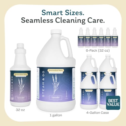 Image of Steam & Go Demineralized Water for Steam Cleaners, Lavender, 4 x 1 Gallon