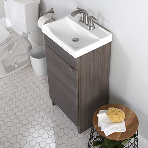 Spring Mill Cabinets Merton Bathroom Vanity With Sink, 17" W X 12.75" D X 34.63" H, Angora Teak #TOP2