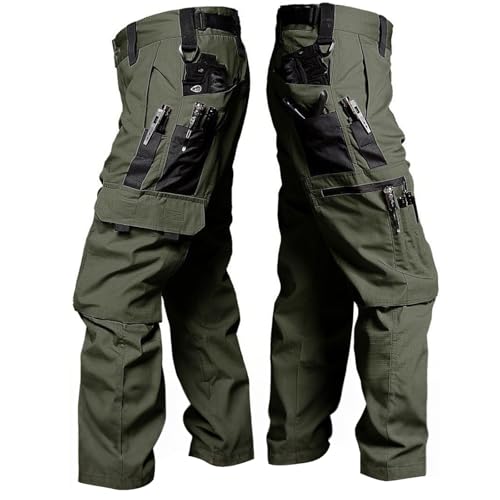 YKS JOOB Mens Military Tactical Cargo Pants, Water Resistant Ripstop EDC Work Pants Lightweight Combat Hiking Pants Green S