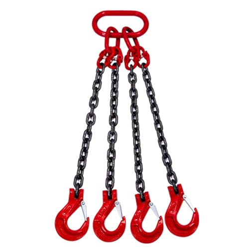 Chain Sling 4 Leg, 3 6 10 Feet Lifting Chains with Hooks for Engine Chain Hoist Lifts, Alloy Steel Overhead Lifting Sling for Cargo Security Towing and Handling(Load 3 Ton L 2 M (6.6 FT) 4 Hook)