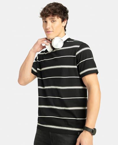 Image of Jockey 2715 Men's Super Combed Cotton Rich Striped Round Neck Half Sleeve T-Shirt