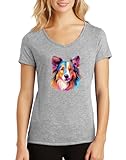 Photo Gallery entropija shetland sheepdog colorful dog breed cute art maglietta da donna a scollo a v con vestibilità classica t-shirt Photo Gallery entropija shetland sheepdog colorful dog breed cute art maglietta da donna a scollo a v con vestibilità classica t-shirt