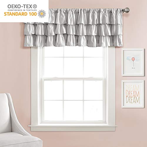 Lush Decor Belle Valance Vintage Chic Style Single Curtain, 84" W X 18" L, Gray #TOP5