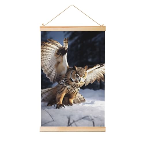 Poster mural hibou volant décoration intérieur vintage