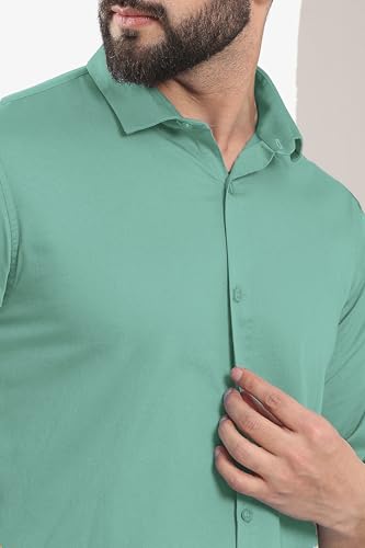 Image of FILO HEVIS Men's Solid Regular Fit Cotton Casual Shirt with Spread Collar & Full Sleeves.