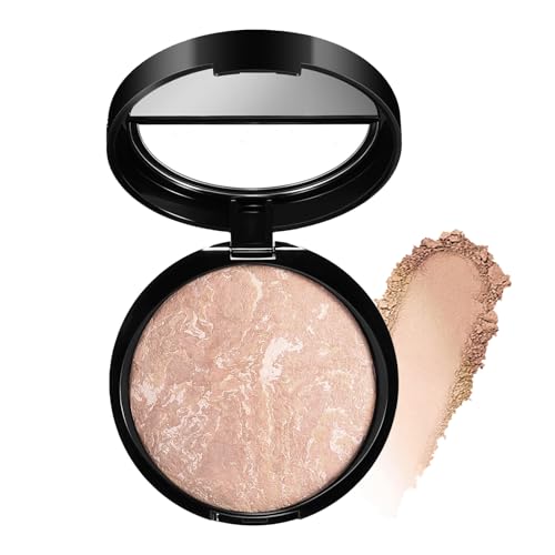 Colour Correcting Powder Foundation - Baked Foundation For Mature Skin - Brighten Illuminating Color Correcting foundation - Full Coverage Demi-Matte Finish for Oil-Control Smooth Makeup（Light Beige）