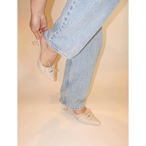 Beauty Cry Heel Mules with Bow Tie Backless Low Kitten Heel Pumps4