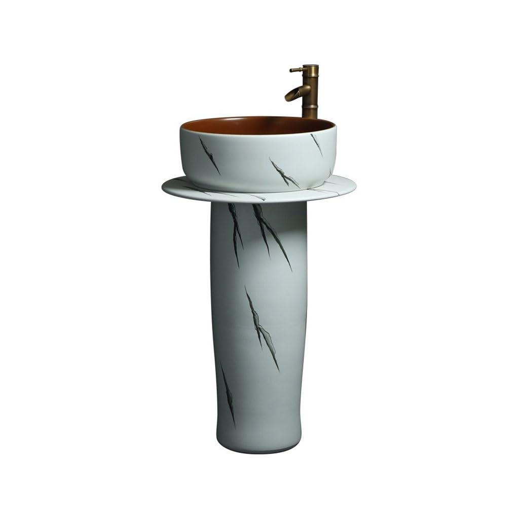 Outdoor Courtyard Ceramic Washbasin Retro Art Balcony Bathroom Column Bathroom Bowl Sink