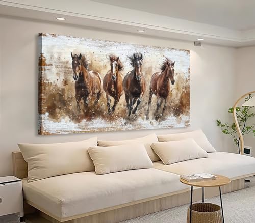 tigeridge Horses Canvas Wall Art - Brown Horse Pictures Animal Wall Decor Running Horses Painting Prints Artwork for Living Room Bedroom Home Office Wall Decorations 20 x 40