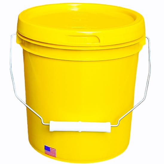 1 Gallon Bucket Pail with Lid Food Safe PolyEthylene Plastic Storage Container BPA Free Thickened (HDPE) 65Mil with Tear Tab Top & Galvenized Steel Handle Premium Quality FDA Compliant