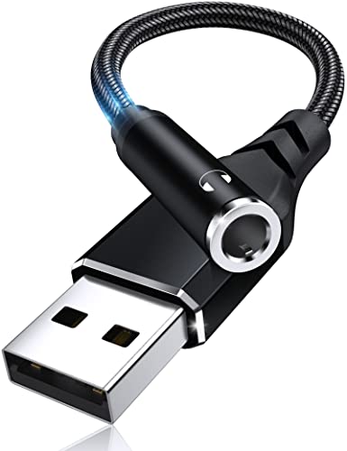 USB to 3.5mm Jack Audio Adapter COOYA External Sound Card with Hi-Res DAC Aux Dongle Cable USB A Male to 3.5mm Female Headphone Adapter for Mac Headset Laptop Desktop PC Windows PS4 PS5 Linux, Black